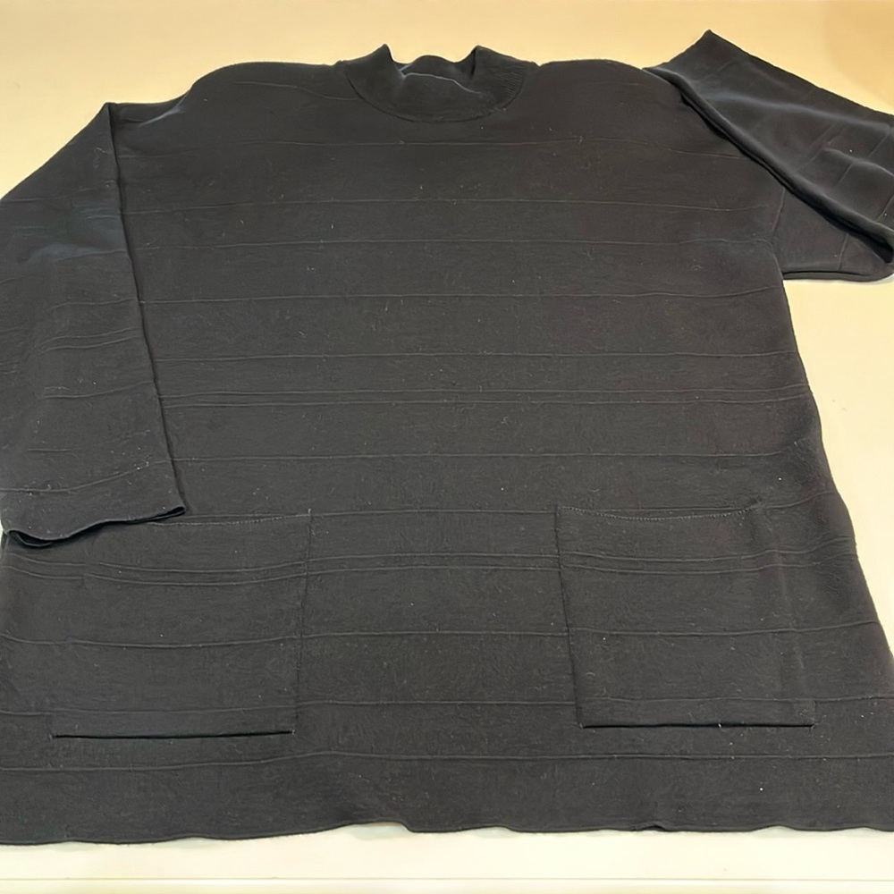 Vintage DSW Sweater black ribbed pattern Lg